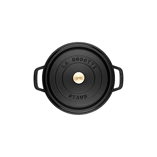 STAUB Cast Iron Dutch Oven 5.5-qt Round Cocotte, Made in France, Serves 5-6, Black Matte