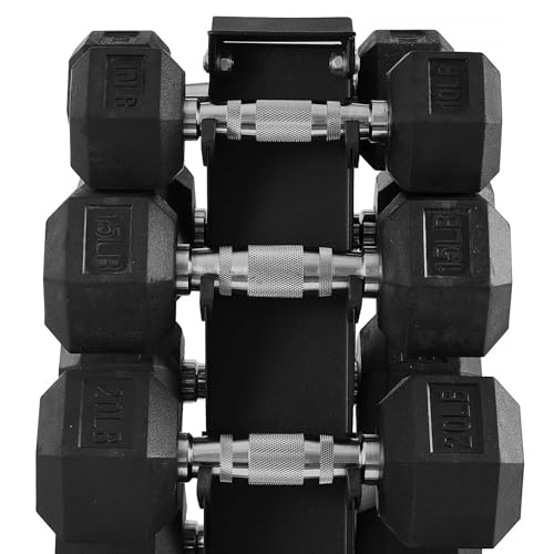 BalanceFrom Rubber Coated Hex Dumbbell Weight Set with Storage Rack, 100LB or 150LB or 200LB Set, 5-20 lbs or 5-25 lbs or 10-30 lbs Pairs