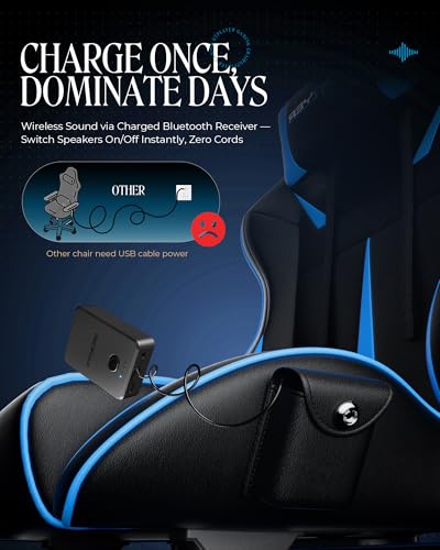 GTPLAYER Gaming Chair with Speakers, Video Game Chairs with Footrest, PC Gamer Chairs for Adults - Padded High Back Ergonomic Reclining Silla Gamer