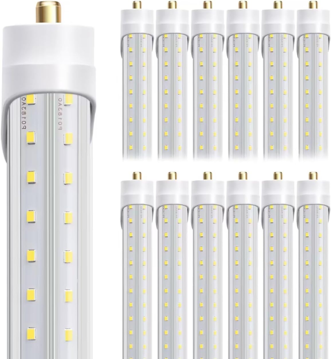 8ft LED Bulbs, 8 Foot LED Shop Light Bulb 72W 6000K 10000lm, Super Bright,T8 T10 T12 V shape FA8 Lights, Clear Cover