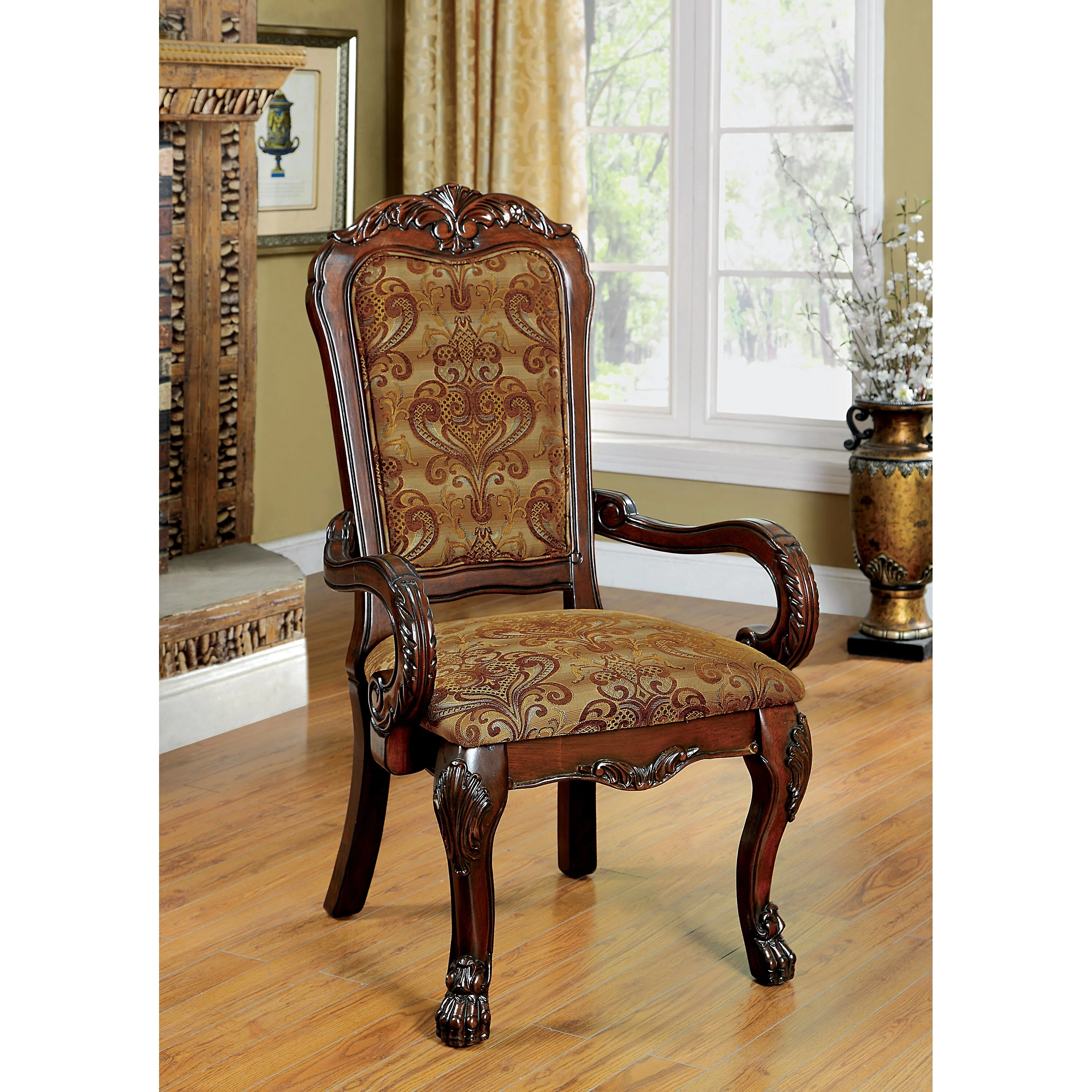 Furniture of America Rutherford Traditional Cherry Solid Wood 7-Piece Dining Table Set by