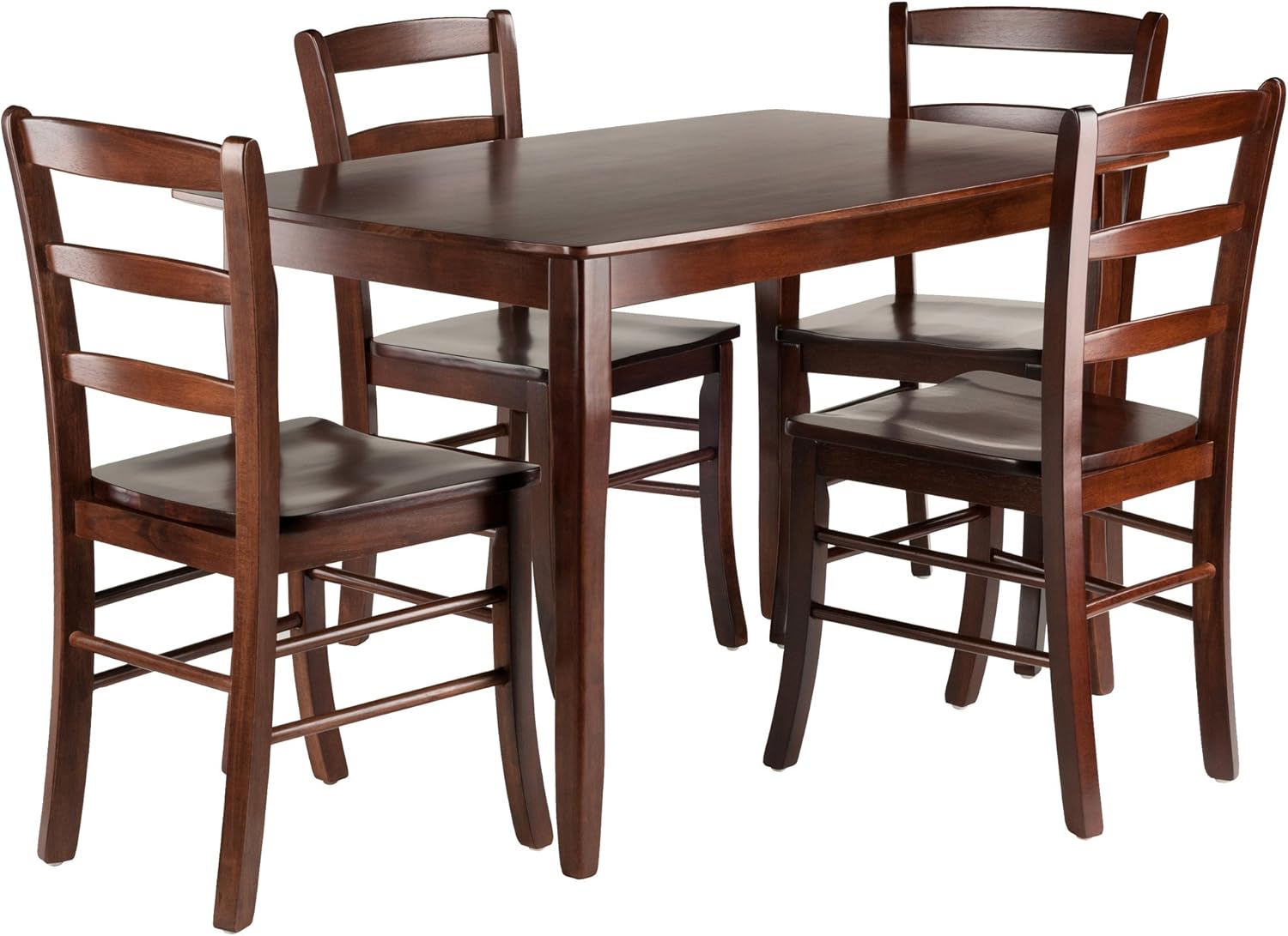 Winsome Inglewood 5-PC Set Table w/ 4 Ladderback Chairs Dining, Walnut