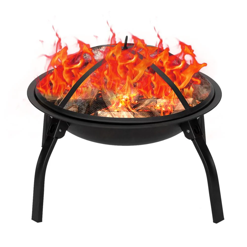 UBesGoo 32 Wood Burning Firepit Garden Square Fire Pit Stove Fire Bowl Patio Firepits Outdoor Black