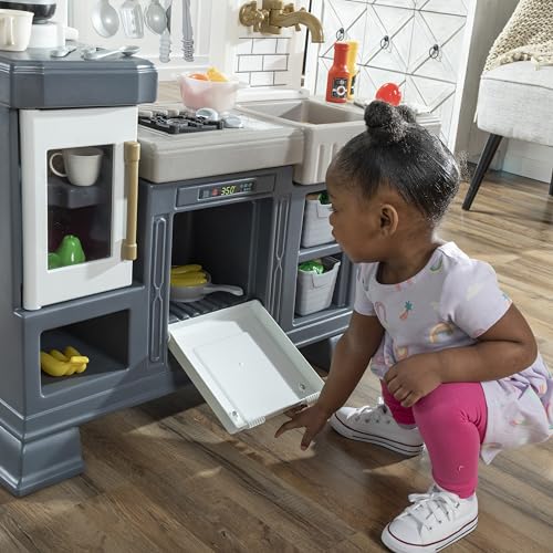 Step2 Gilded Gourmet Kitchen Playset for Kids, Indoor/Outdoor Play Kitchen Set, Toddlers 2+ Years Old, 20+ Piece Kitchen Toy Set, Easy to Assemble