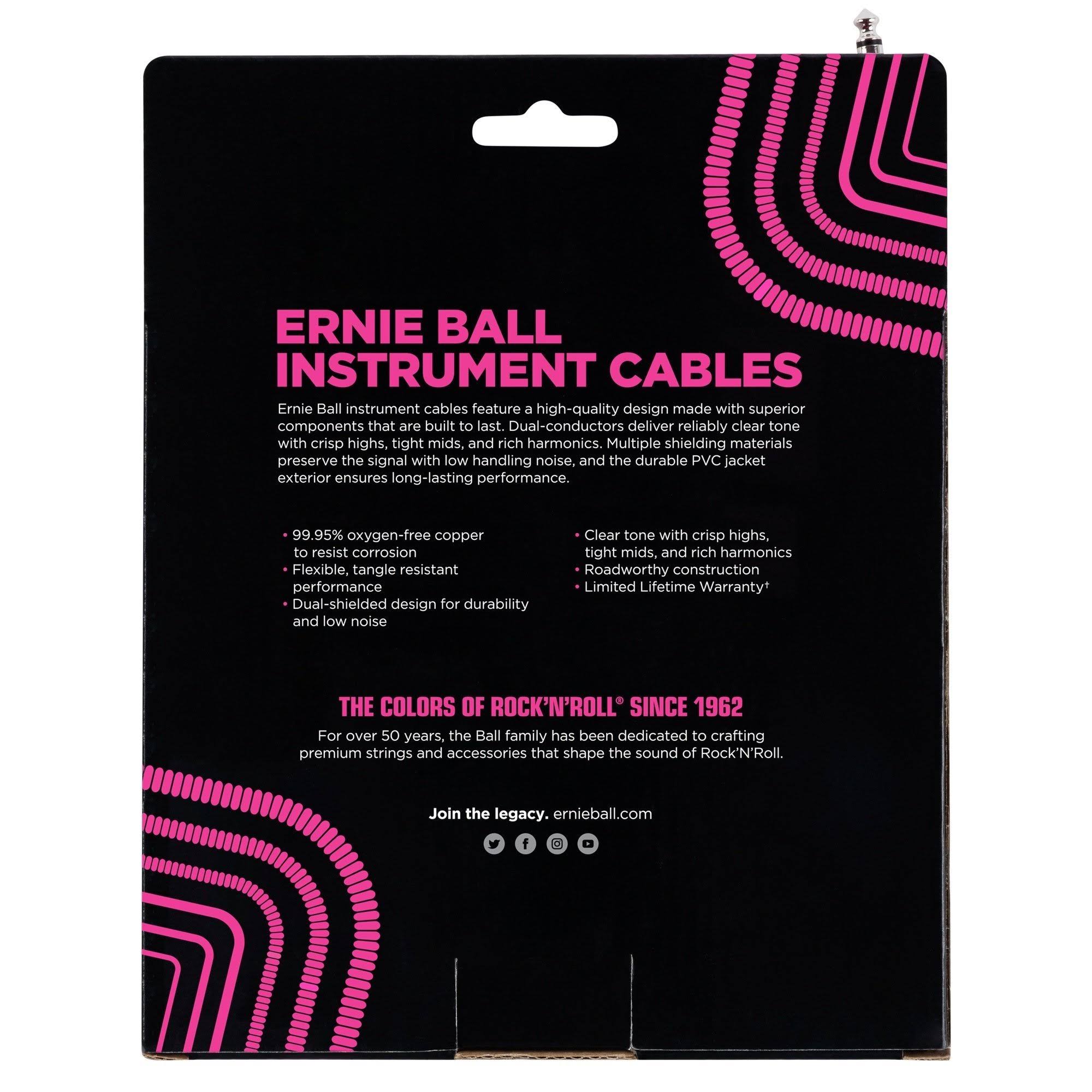 Ernie Ball 30& Coiled Straight / Angle Instrument Cable - White