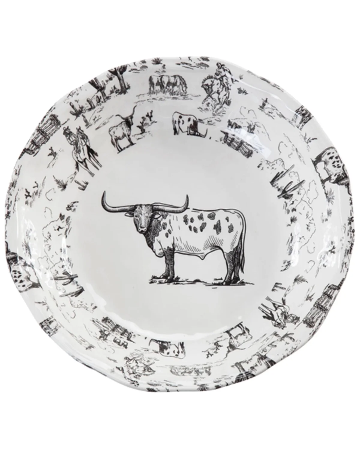 Hiend Accents Unisex 14-Piece Ranch Life Melamine Dinnerware Set Black/White One Size