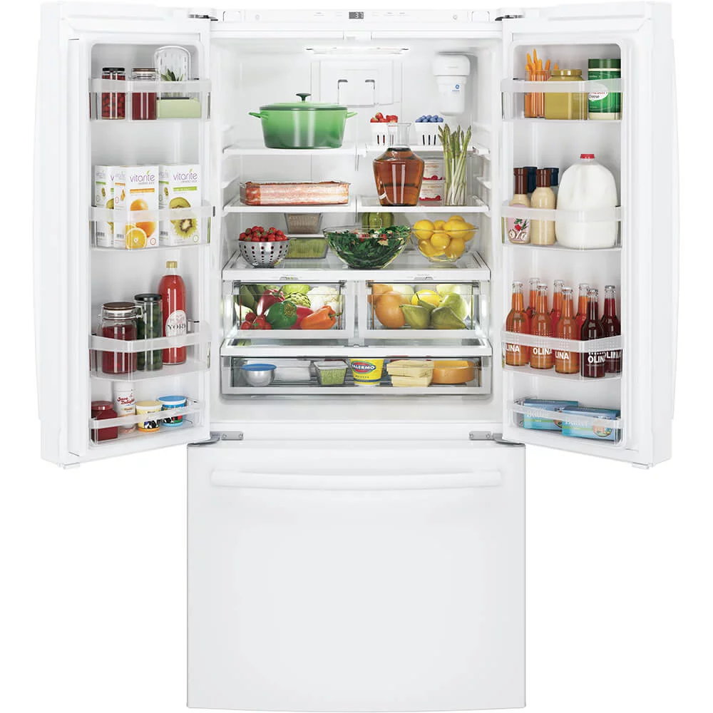 GE Appliances GWE19JGLWW 33 Inch Counter Depth French Door Refrigerator White