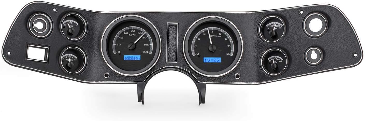 Dakota Digital 70 - 81 Chevy Camaro VHX System Analog Dash Gauges Black Alloy Blue VHX-70C-CAM-K-B