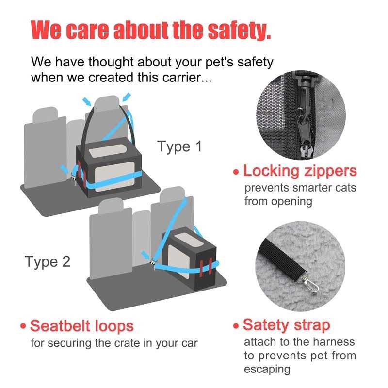 Prutapet Large Cat Carrier Soft-Sided Portable Pet Crate for Car Traveling with Collapsible Litter Box and Bowl - Pet Supplies online store