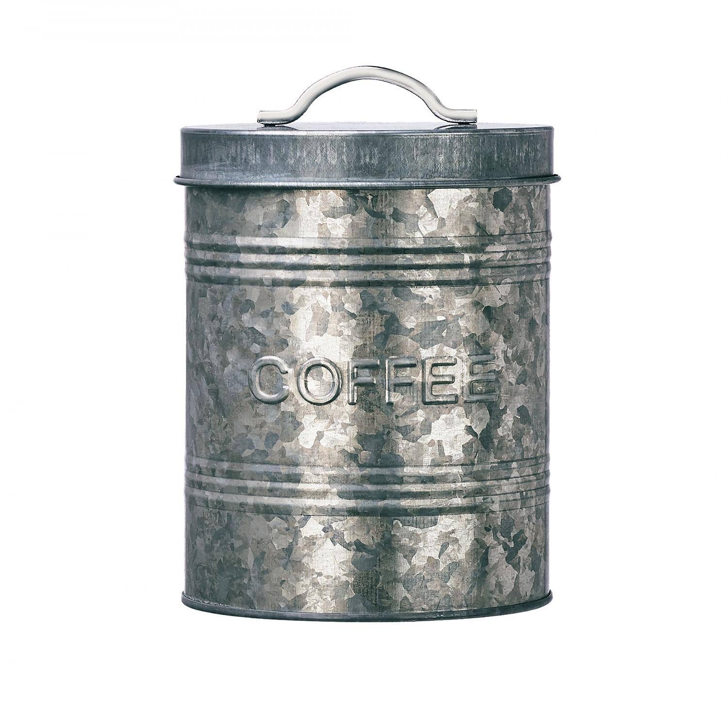 Rustic Kitchen Galvanized Metal Storage Canisters, Assorted Set of 3 (Coffee, Sugar, Bread)