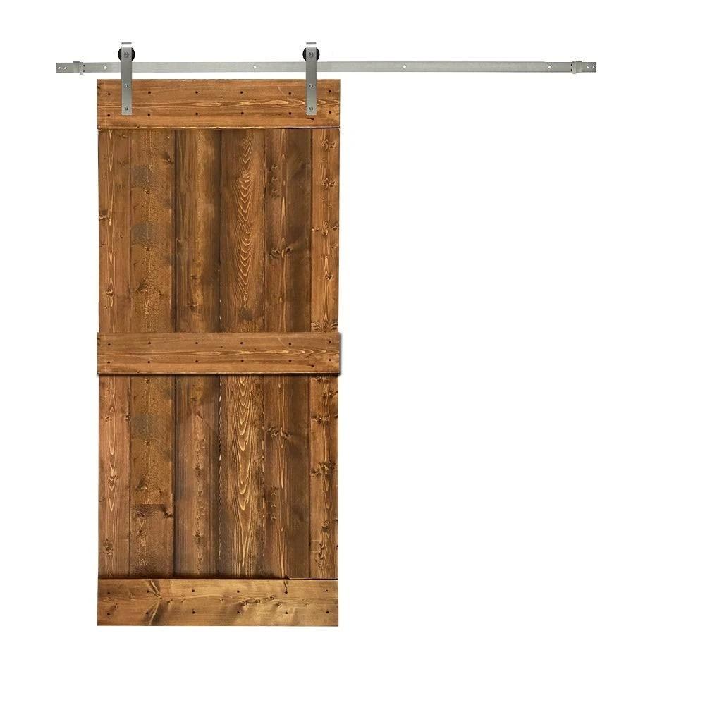 CALHOME MidBar Series Stained Wooden Sliding Barn Door w/ Hardware Kit (Charcoal Black - 24 x 84)