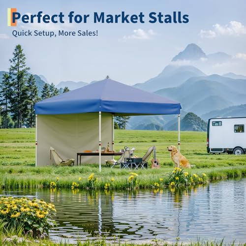 10x20 Pop Up Canopy - Easy Up Camping Tent with One Roller Bag, 3 Adjustable Height, 4 Weight Bags for Deck, Garden, Sports, Beach, Party - White