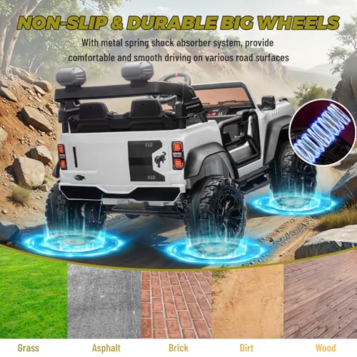 ENYOPRO 2 Seater Ride On Car for Kids, 24v Licensed Ford Bronco Raptor Electric Power Ride On Truck Toy with Remote Control