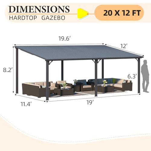 AECOJOY 10&rsquo; x 10&rsquo; Gazebo, Wall Mounted Gazebos Pergola on Clearance, Outdoor Patio Lean to Gazebo Awnings for Deck, Porch