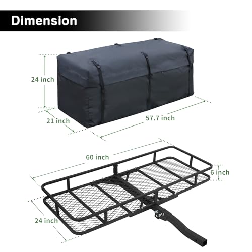 Leader Accessories Trailer Hitch Cargo Carrier Rack, 60"x24"x6" Folding Cargo Carrier Hitch Mount, Vehicle Cargo Basket for SUV, RV, Truck, Van