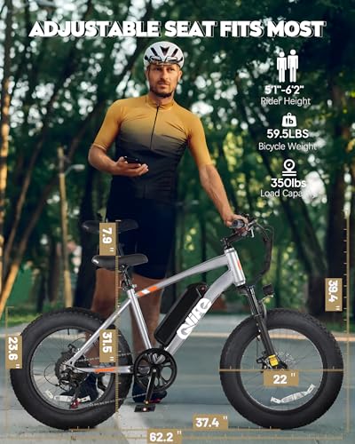 Racer Fat tire Electric Bike for Adults - 28MPH Mountain Ebike with Peak 1200W Brushless Motor, 499Wh Removable Battery