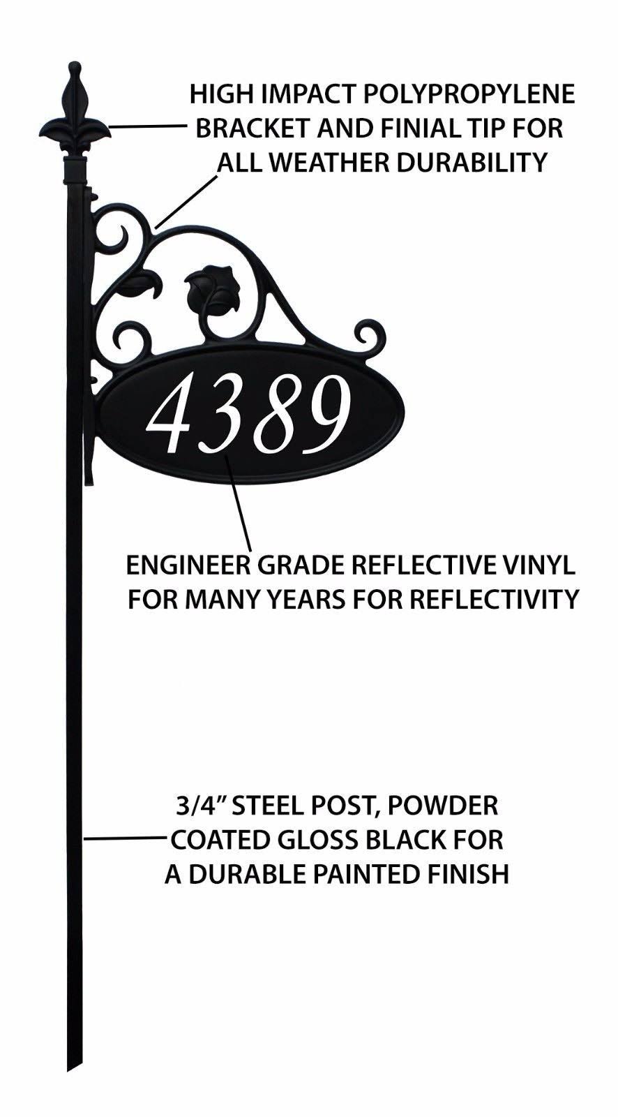 Address America Park Place Oval Reflective 911 Home Address Sign for Yard with Name Rider on Garden Flag Post - Custom Made Addr