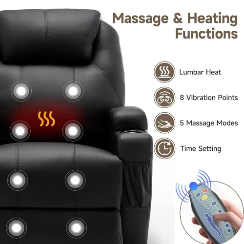 Recliner Chair, Rocking Chair with Massage and Heat, 360° Swivel Recliner Chairs for Adults