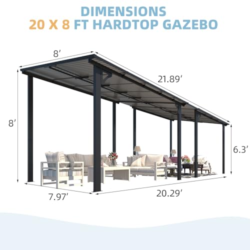 AECOJOY 10&rsquo; x 10&rsquo; Gazebo, Wall Mounted Gazebos Pergola on Clearance, Outdoor Patio Lean to Gazebo Awnings for Deck, Porch