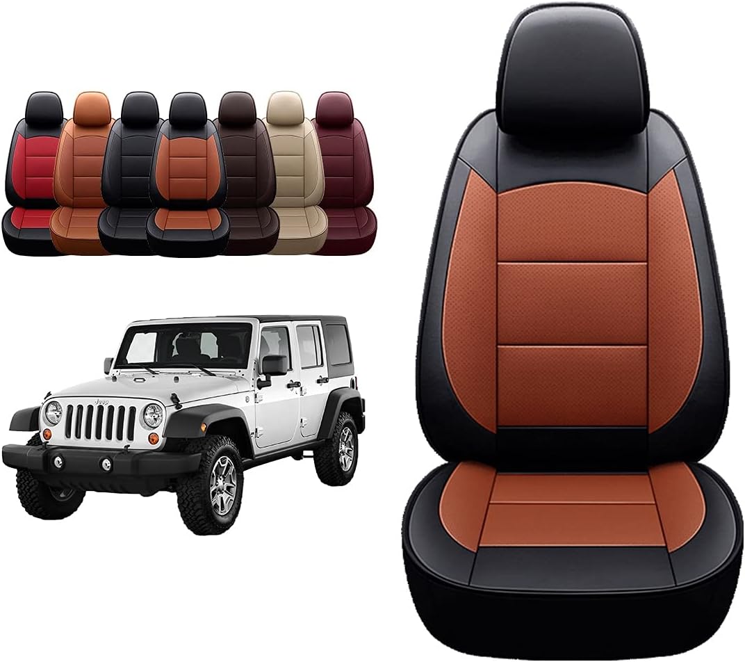 OASIS AUTO 2007-2017 Wrangler JK Custom Leather Seat Covers (2013-2017 Wrangler 4-Door, Black)