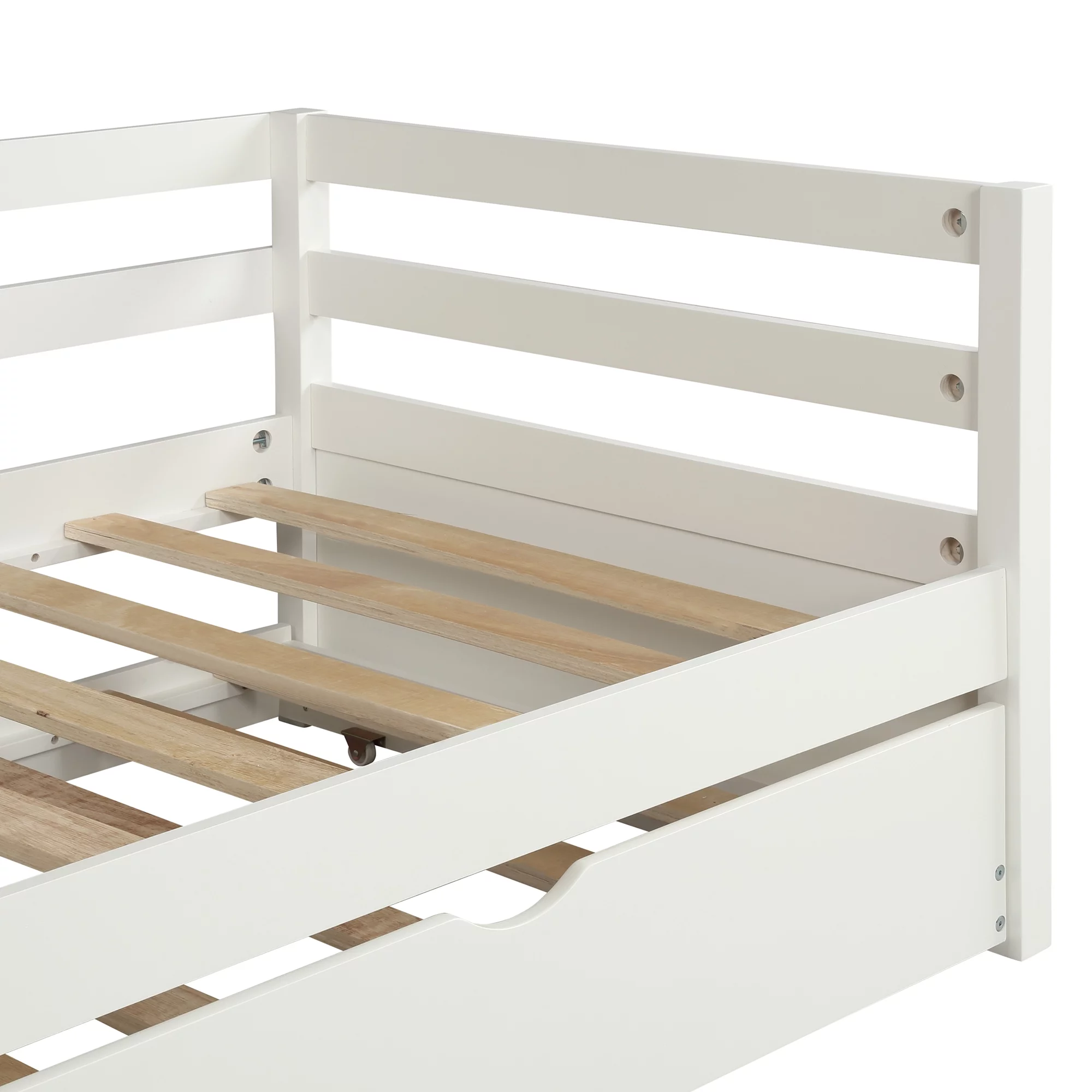 EUROCO Solid Wood Daybed with Trundle, Twin for Kids Room, White