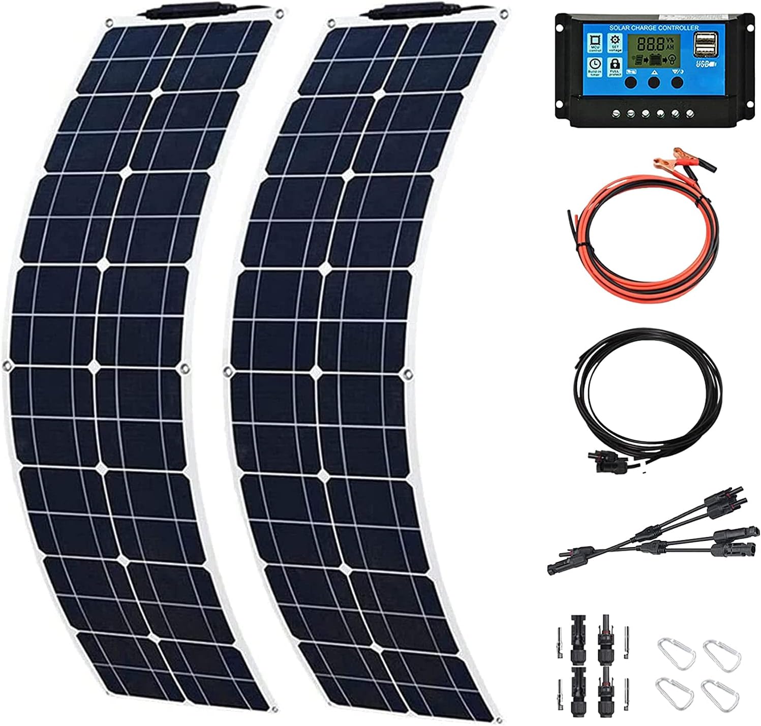 800 Watt Flexible Solar Panel, 4×200W Monocrystalline Bendable High-Efficiency Solar Battery Panel for Home Camper RV Boat and Car Uneven Surfaces
