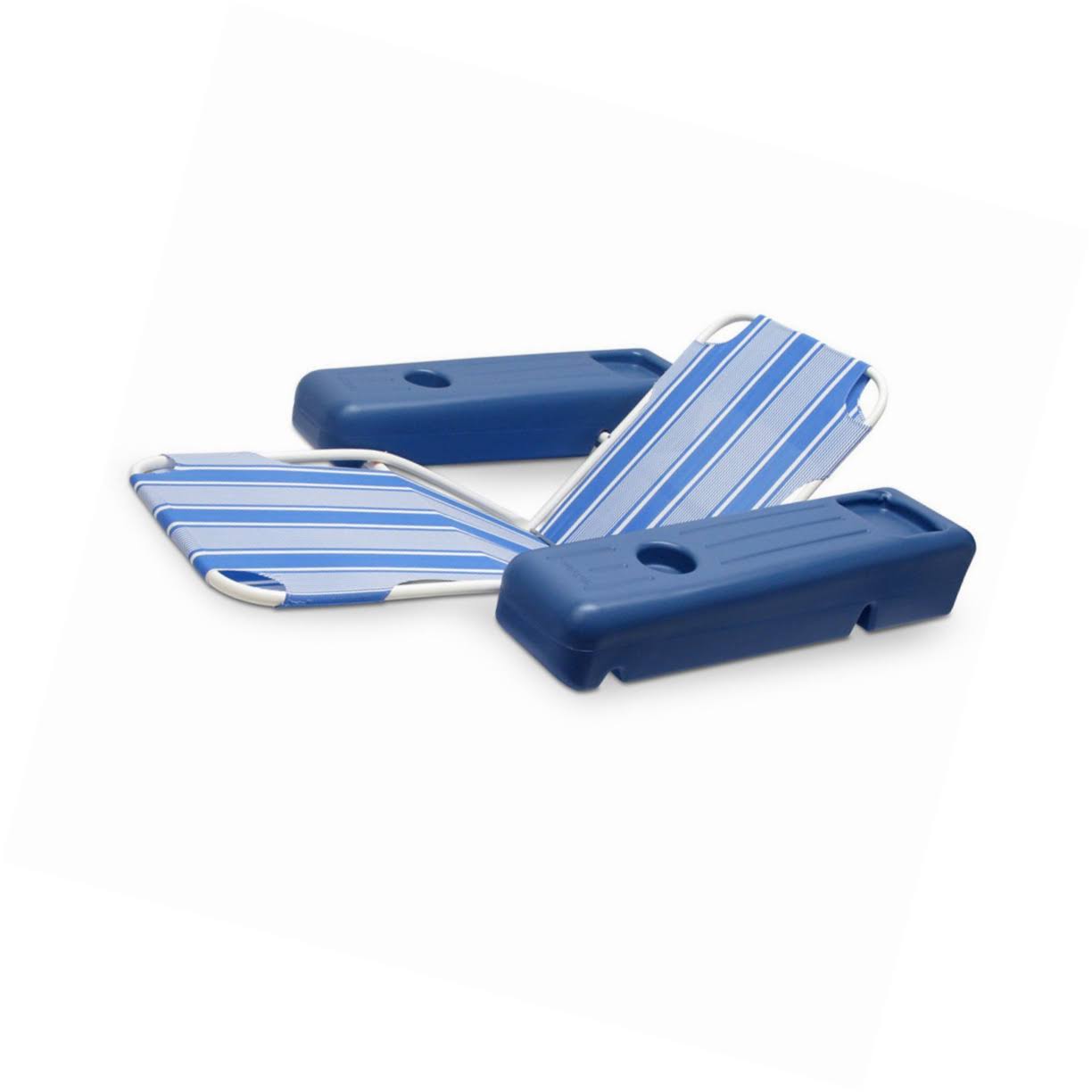 Poolmaster Swimming Pool Floating Chaise Lounge Caribbean Blue Stripe