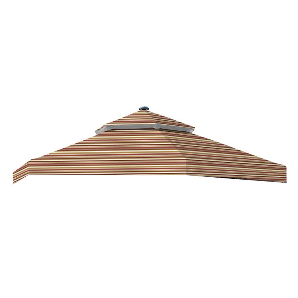 Garden Winds Standard 350 Stripe Canyon Replacement Canopy for 10 ft. x 10 ft. Solar Hexagon Gazebo, Red