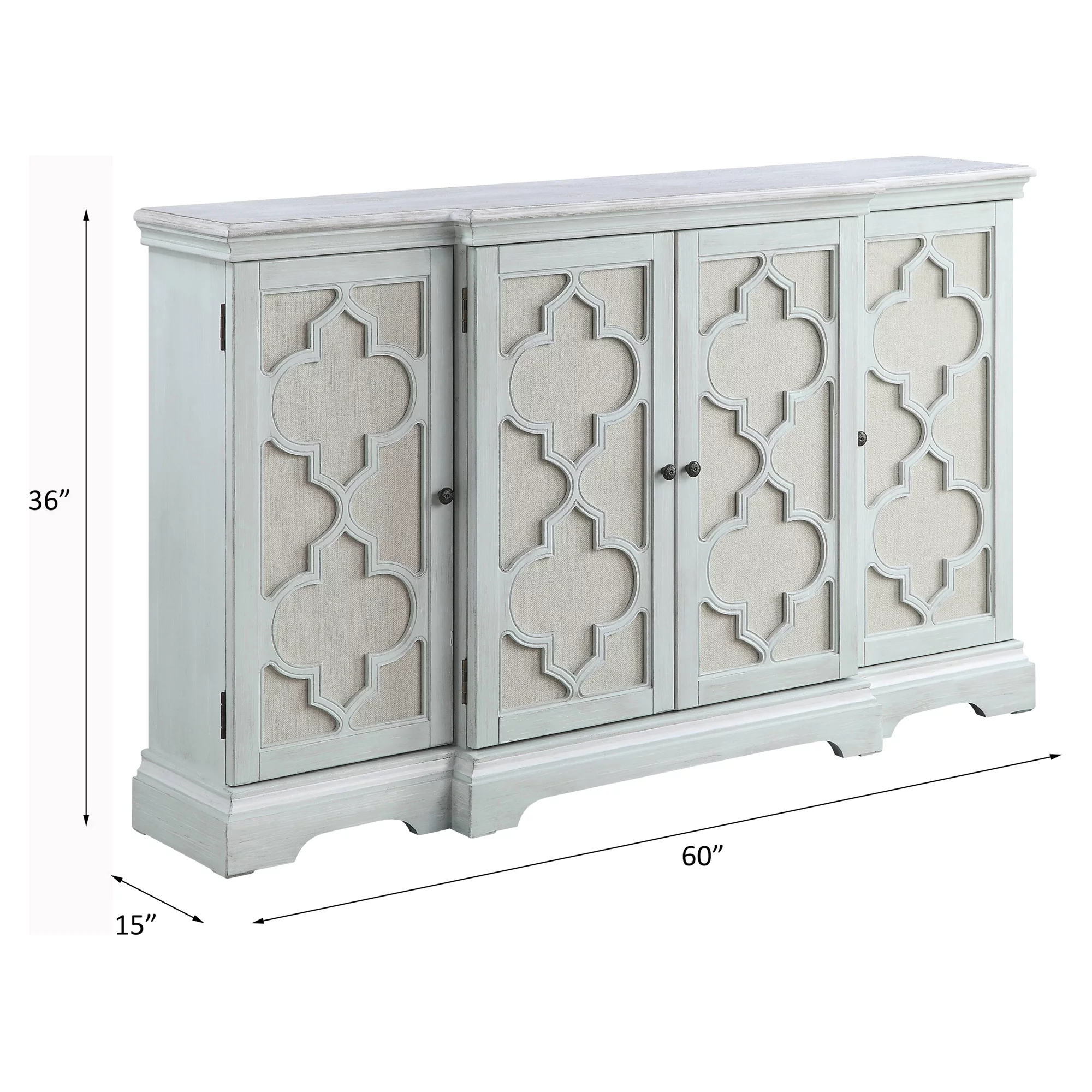 ACME Adelle Console Table with Door in Light Teal