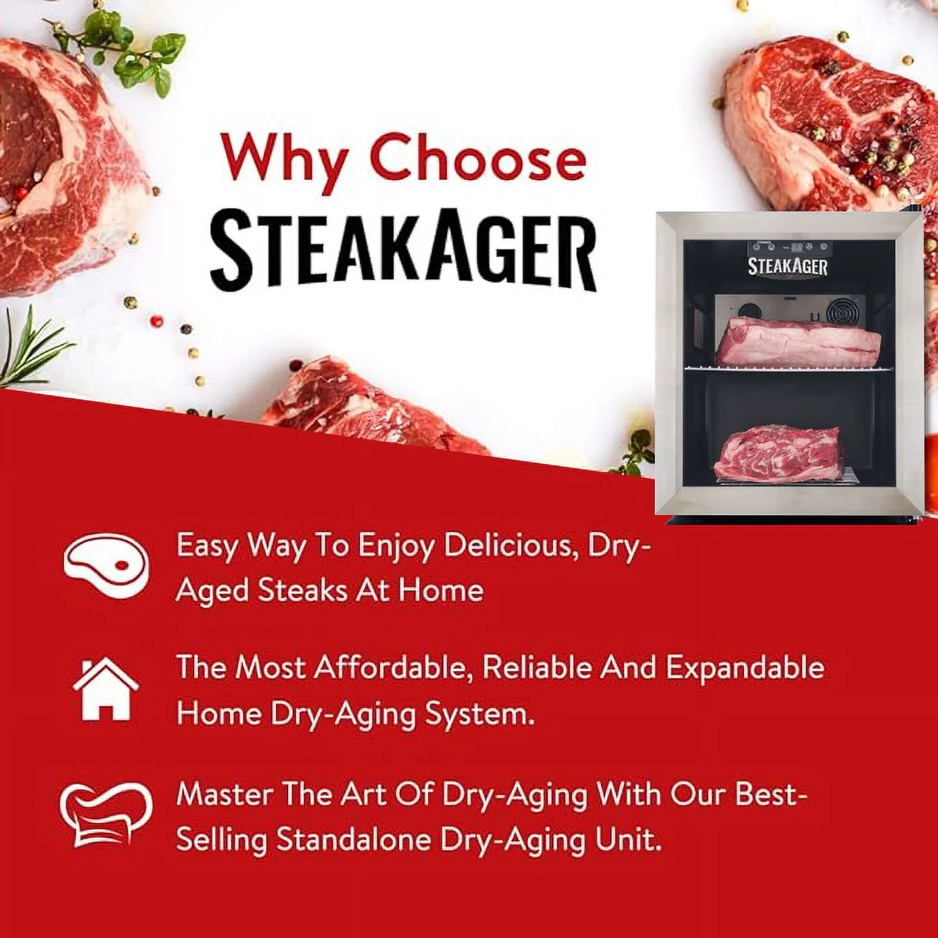 SteakAger PRO 20 Starter Pack - Home Beef Dry Aging Refrigerator, Enjoy Dry-Aged Steak Perfection at Home