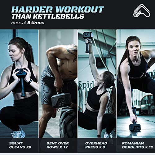 Tribe WOD Hammer Kettlebell 15-70lb + Adjustable | Cross Training Workout Equipment for Muscle Building, Cardio Fitness