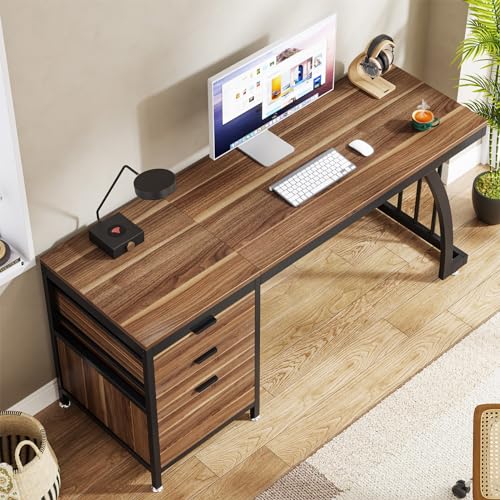 Tribesigns Computer Desk with 3 Drawers, 59-Inch PC Desk with Reversible Drawers