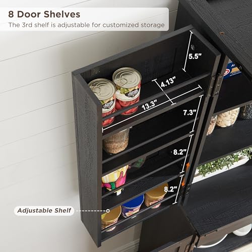 72" Tall Kitchen Pantry, Farmhouse Storage Cabinet with Barn Doors, Organizer, Drawer and Adjustable Shelves, Rustic Wood Cupboard for Kitchen