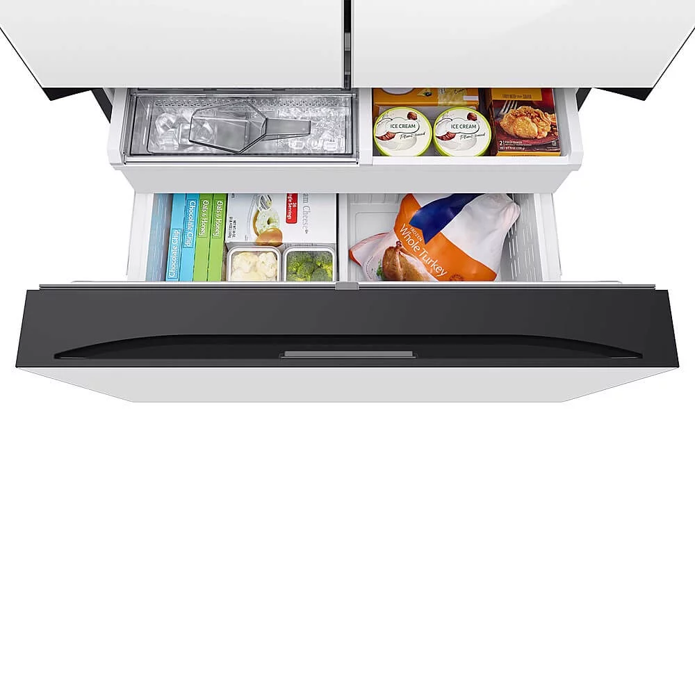 Samsung RF24BB620012 24 Cu. Ft. Bespoke White Glass 3-Door French Door Counter-Depth Refrigerator