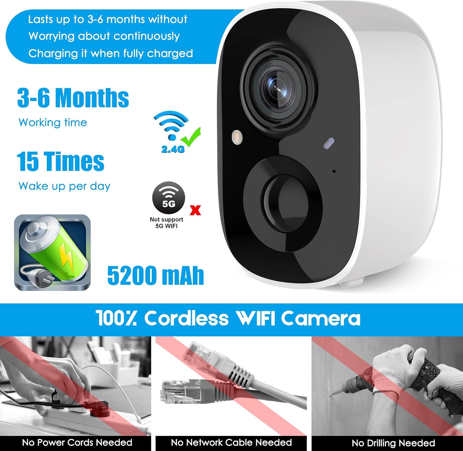 HAWKRAY Wireless Outdoor Security Camera with Spotlight, 1080P Battery Powered WiFi Surveillance Cameras for Home Security System, Night Vision