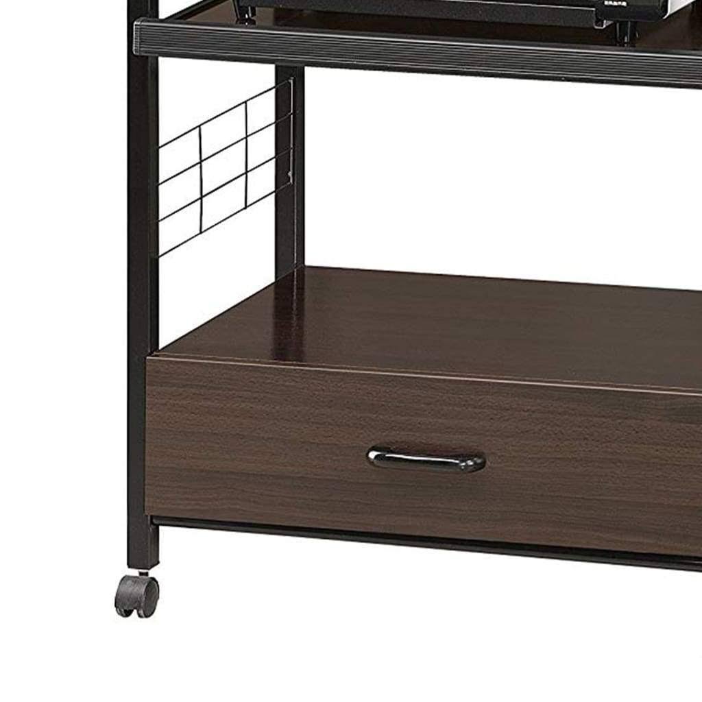 Crown Mark Kitchen Cart with Microwave Shelf, Black