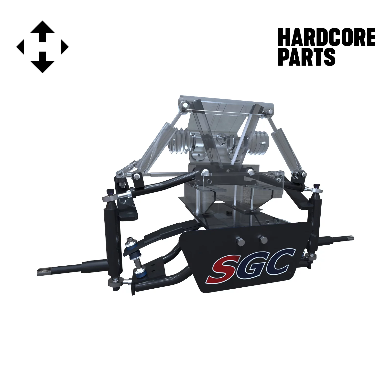 Hardcore Parts 6” Heavy Duty Double A-Arm Suspension Lift Kit for Club Car DS Golf Cart (2004.5-Up) with 12" Machined/Gunmetal 'Rally' Wheels and