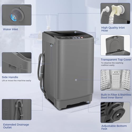 Portable Washing Machine Full-Automatic Portable Washer 2.1 Cu.ft Compact Washer for Home