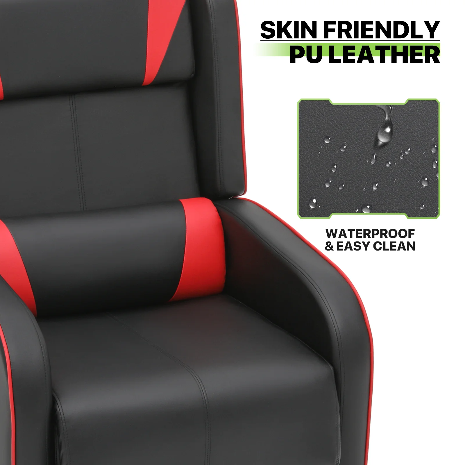 Magshion Gaming Massage Recliner Chair, Racing Style Game Lounge Chair with Footrest, Remote Control and Side Pocket, PU Leather Home Theater Seating