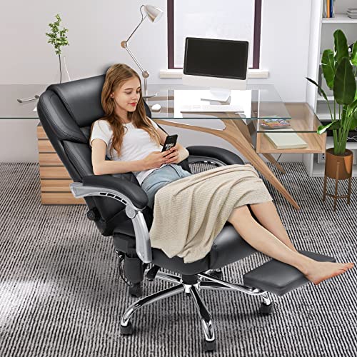 HOMREST Executive Office Chair, Ergonomic Office Chair with 4 Points Massage,Big and Tall Office Chair with Heat,Home Office Desk Chair,White