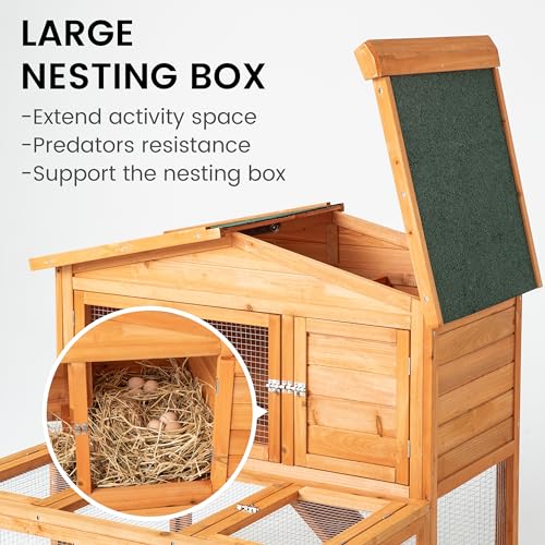 TAKUKA Outdoor Rabbit Hutch, Small Animal Wooden Chicken Coop with Nest Box