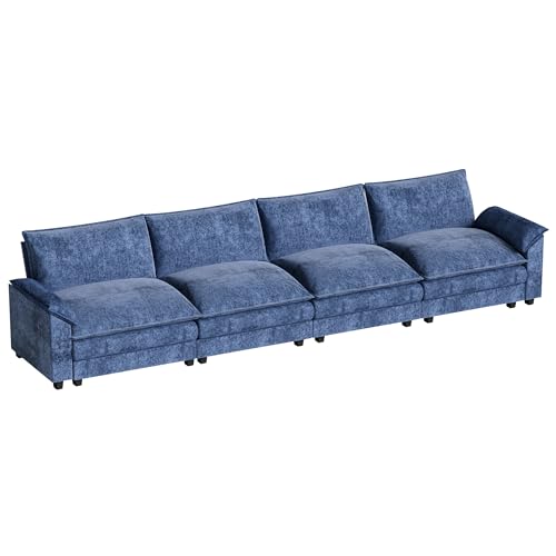 Homall 119" Modular Sectional Sofa, L Shaped Sofa Couch with Reversible Ottoman, DIY Combination Chenille Deep 3-Seat Cloud Couch for Living Room