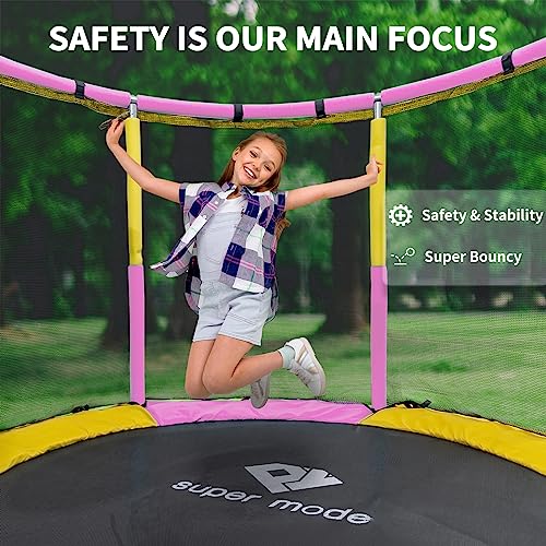 Trampoline for Kids, 5FT Adjustable for Toddler, Indoor/Outdoor Baby Trampoline with Enclosure Net, No-Gap Safe Design, Gifts for Boys & Girls