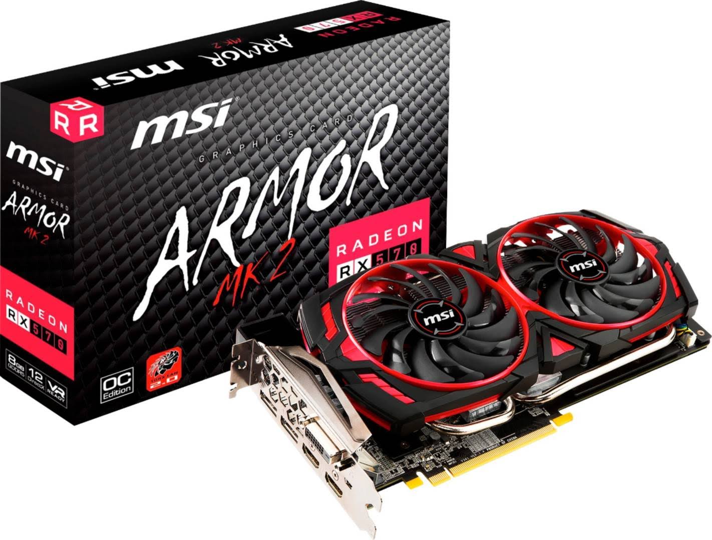 MSI - AMD Radeon RX 570 ARMOR OC 8G GDDR5 PCI Express 3.0 Graphics Card - Black/Red - Megean