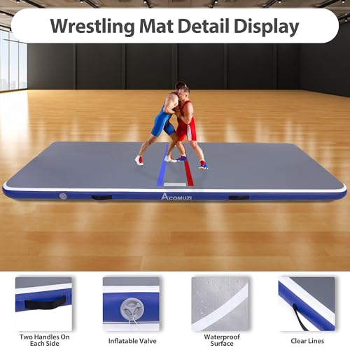 Inflatable Wrestling Mat 10FT/5FT, Portable Jiu Jitsu Mats Wrestling Mat for Home, Outdoor or Indoor Training Mat for Water Yoga, Gymnastics, Gray