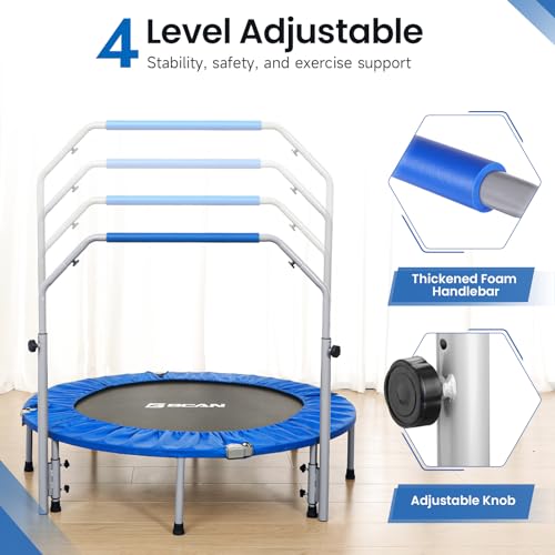 BCAN 40/48" Foldable Mini Trampoline Max Load 330lbs/440lbs, Fitness Rebounder with Adjustable Foam Handle