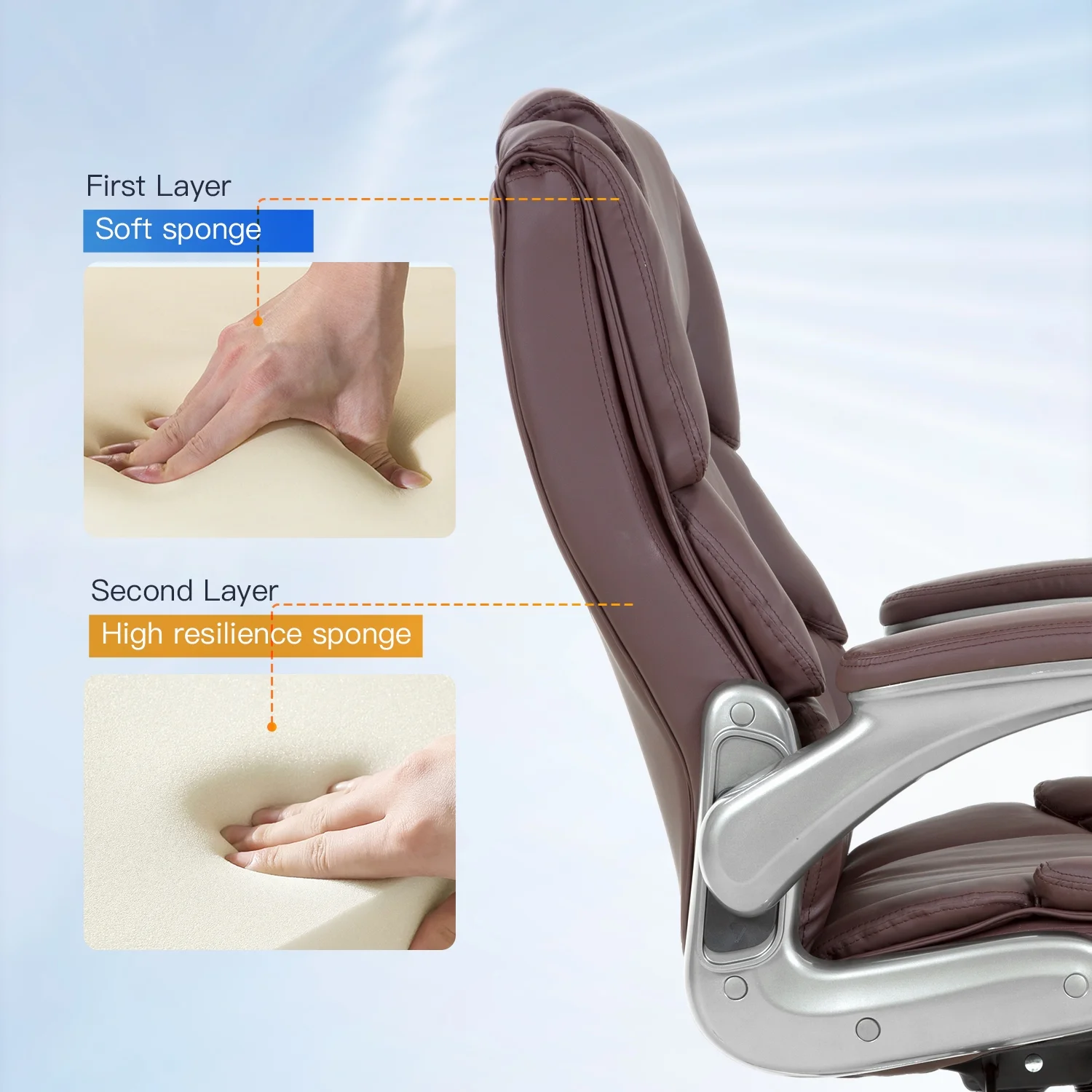 PayLessHere Big and Tall Office Chair 400lbs Adjustable Executive Leather Desk Chair with Armrest Computer Desk Chair Rolling Swivel Computer Pu