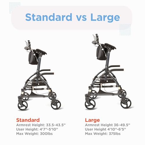 Journey UPWalker Standard – The Original Upright Walker – Premium, Lightweight Adjustable Upright Rollator Walker with Seat for Adults