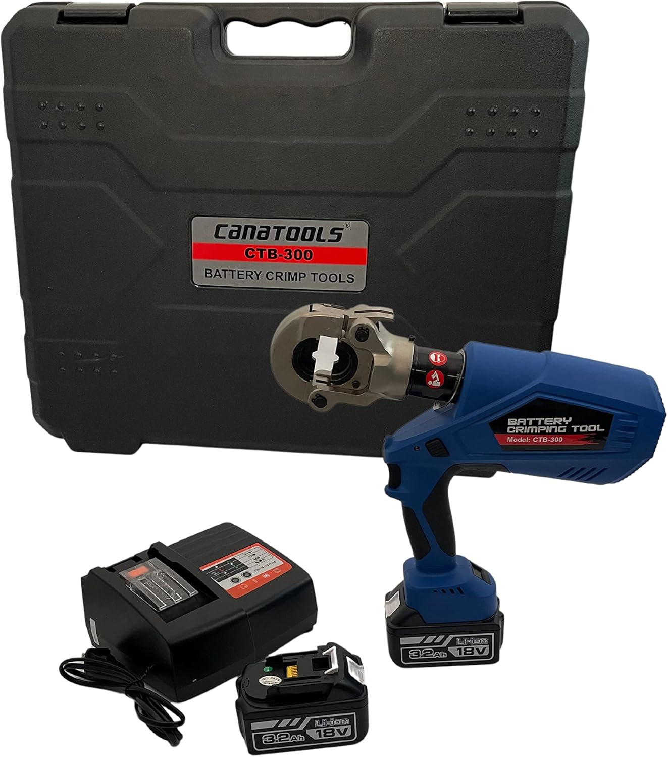 Canatools Battery Powered 6-Ton Crimper Cordless Hydraulic Crimping Tool Powerful Cable Crimper pressure sensor 350 degree head rotation 11 Pairs of