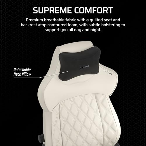 Corsair TC500 Luxe Gaming Chair – Premium Breathable Fabric – Wide Seat – Five-Way Adjustable Armrests – Adjustable Built-in Lumbar Support – 90-160